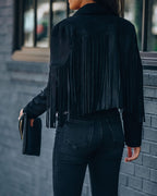 Women's Statement Fringe Jacket – Cropped Layering Jacket