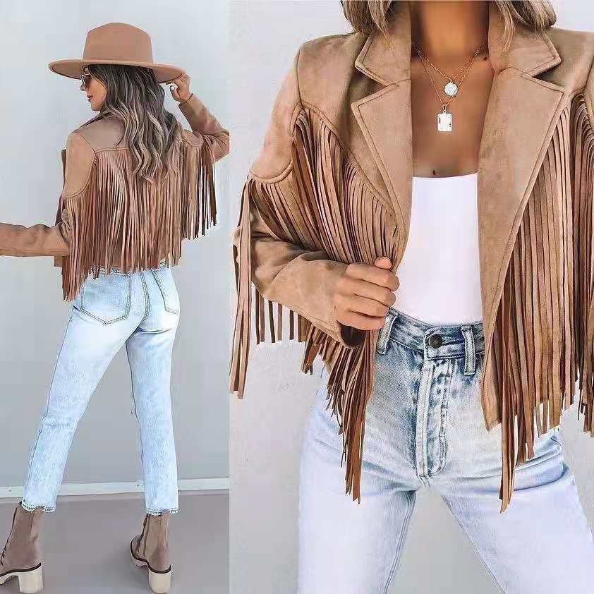 Women's Statement Fringe Jacket – Cropped Layering Jacket
