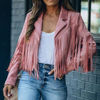 Women's Statement Fringe Jacket – Cropped Layering Jacket