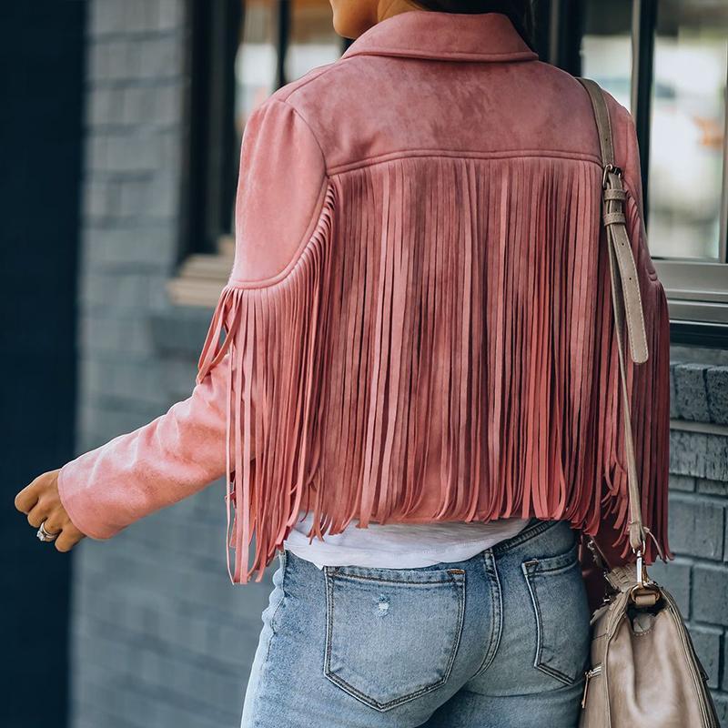 Women's Statement Fringe Jacket – Cropped Layering Jacket