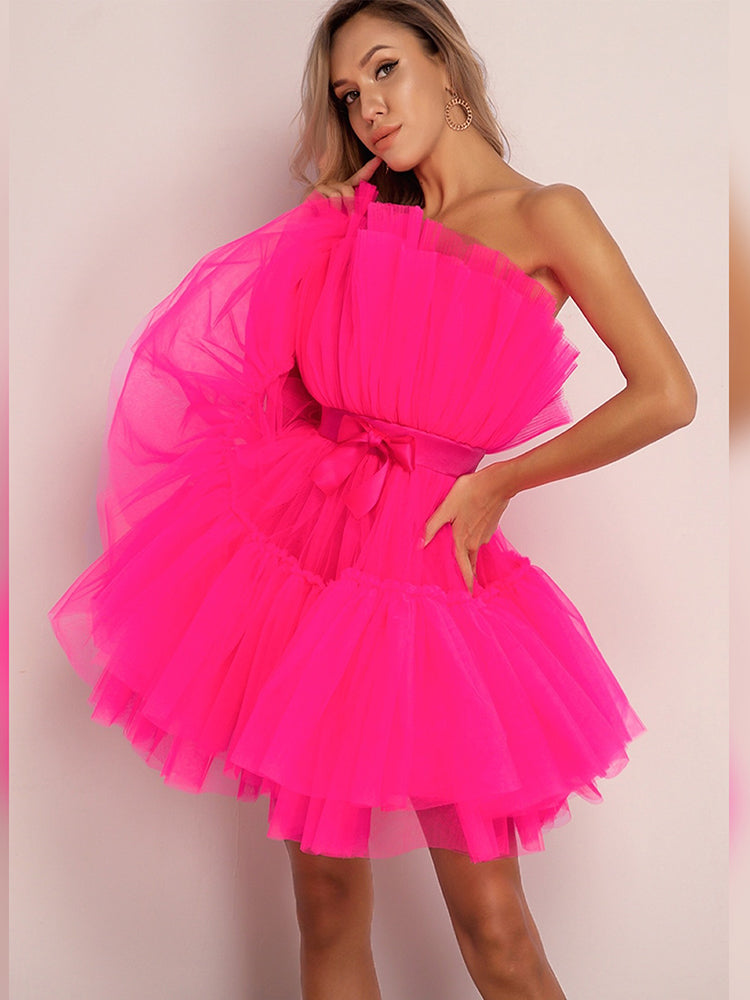 Women's Tulle Layered Party Dress – Festive Formal Evening Dress