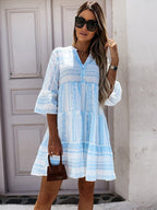 Women's Boho Printed Ruffle Dress – Colourful Flowy Summer Dress