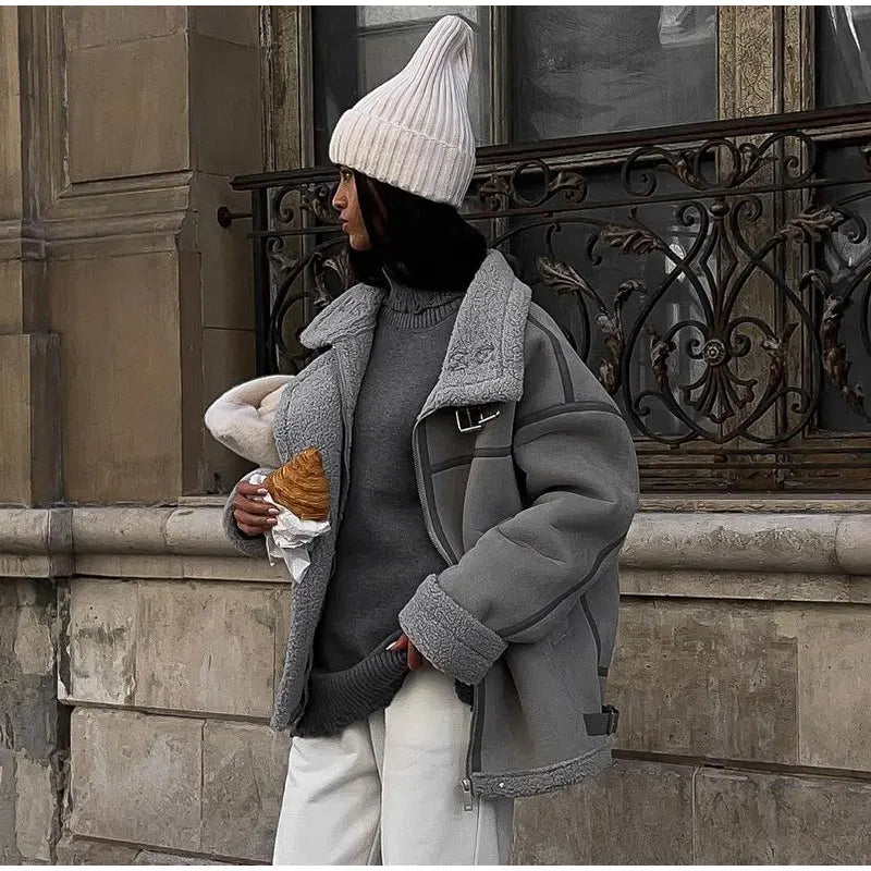 Women's Oversized Collared Jacket – Pocket Cold Weather Winter Jacket
