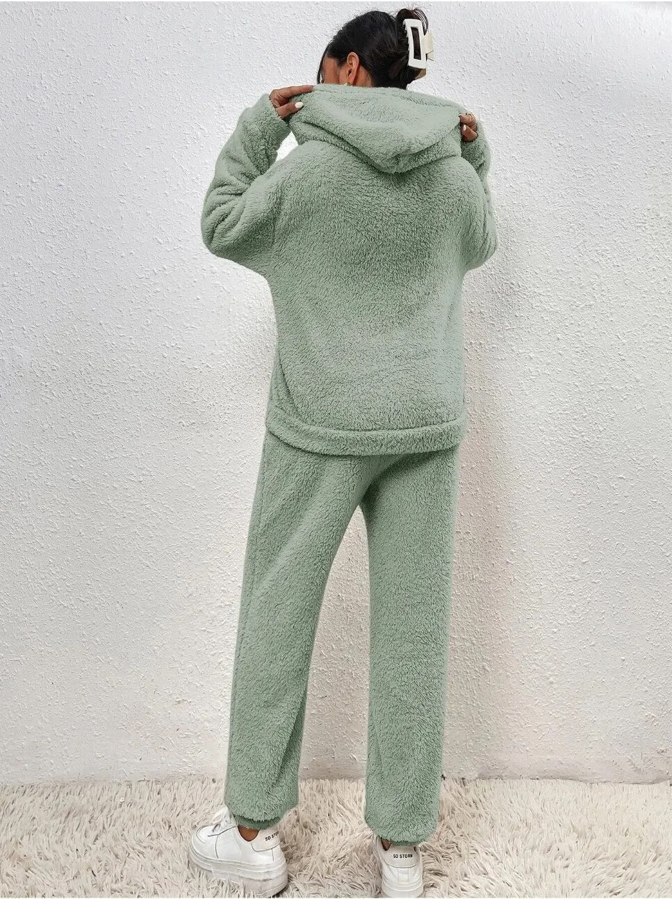 Women's Teddy Fleece House Set – Hooded Plush Lounge Suit