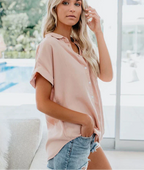 Women's Utility Pocket Blouse – Turn-Up Sleeve Button Front Blouse