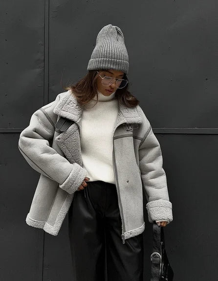 Women's Oversized Collared Jacket – Pocket Cold Weather Winter Jacket