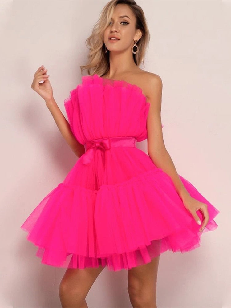 Women's Tulle Layered Party Dress – Festive Formal Evening Dress