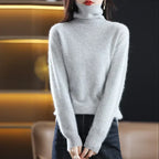 Women's Classic High Neck Sweater – Winter Turtleneck Knit Pullover