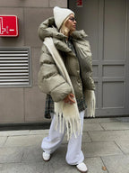 Women's Quilted Puffer Jacket – Glossy Oversized Jacket