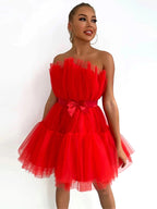 Women's Tulle Layered Party Dress – Festive Formal Evening Dress