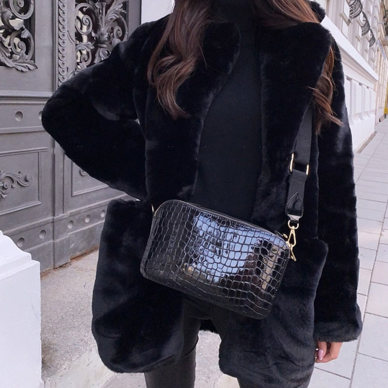Women's Oversized Faux Fur Jacket – Plush Collar Winter Coat