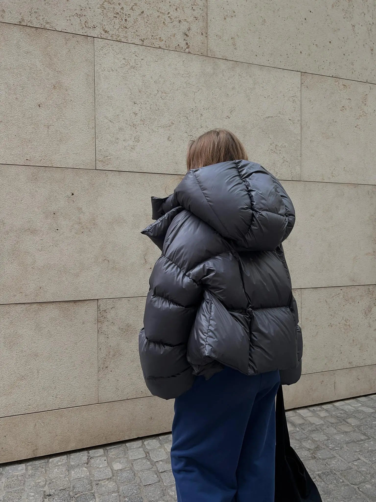 Women's Quilted Puffer Jacket – Glossy Oversized Jacket
