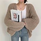 Women's Chunky Open Front Cardigan – Relaxed Long Sleeve Cardigan