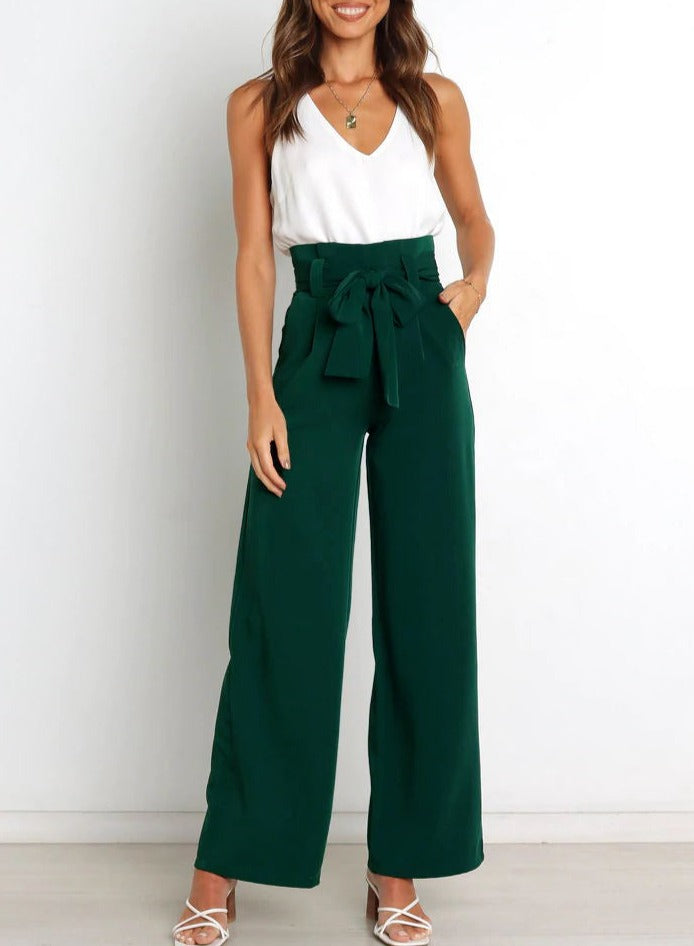 Women's Wide Leg Tailored Pants – High Waist Flowy Dress Trousers