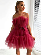 Women's Tulle Layered Party Dress – Festive Formal Evening Dress