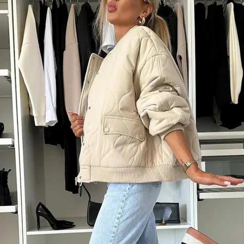 Women's Quilted Bomber Jacket – Puffer Flight Jacket