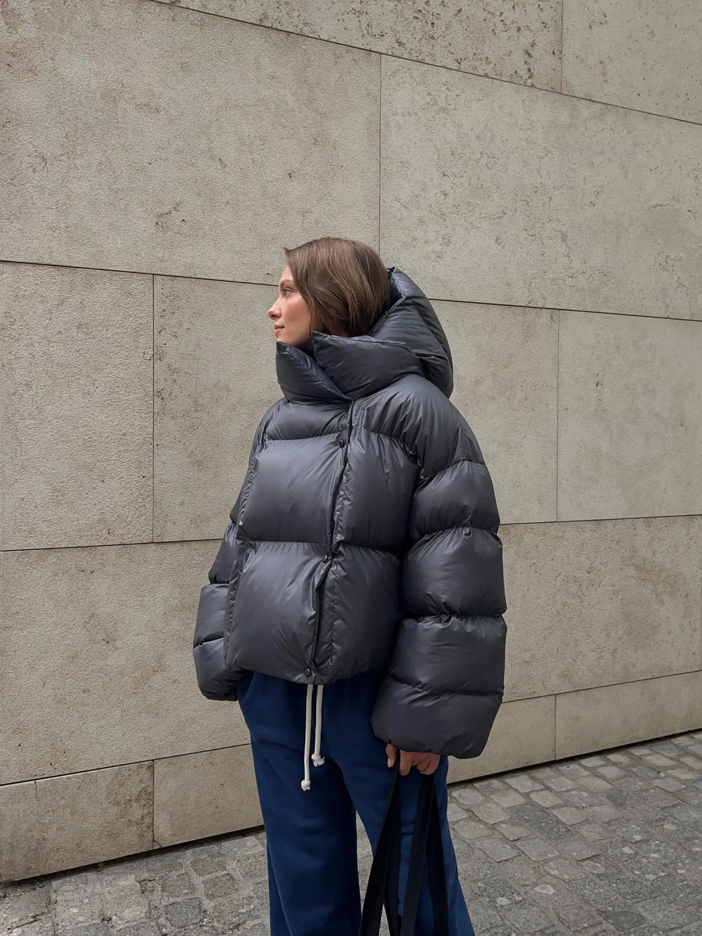 Women's Quilted Puffer Jacket – Glossy Oversized Jacket