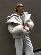 Women's Quilted Puffer Jacket – Glossy Oversized Jacket