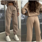 Women's High Waist Lounge Set – Relaxed Top & Wide Leg Pants