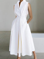 Alanah | Collared White Shirt Dress with button front