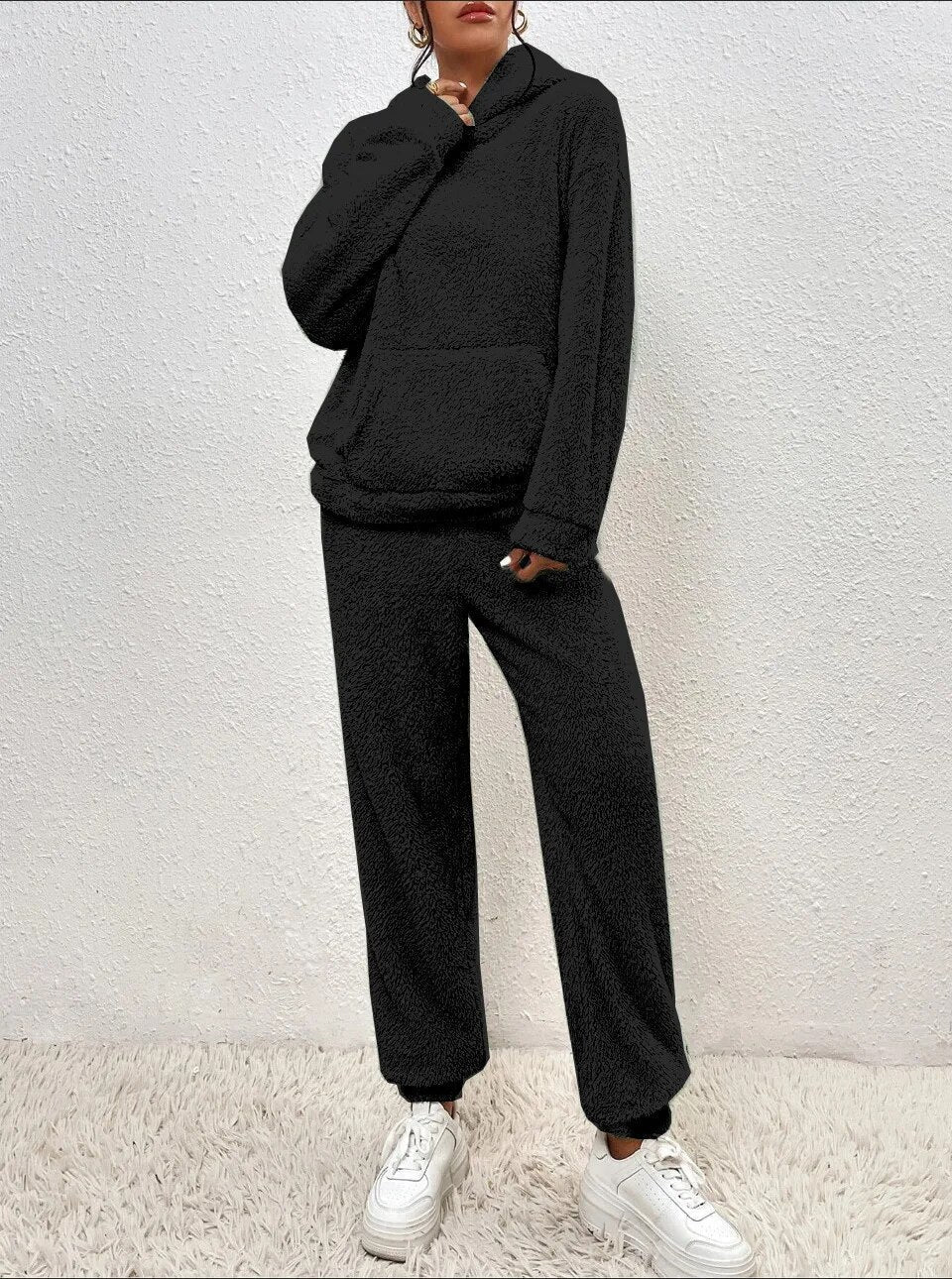 Women's Teddy Fleece House Set – Hooded Plush Lounge Suit