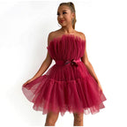 Women's Tulle Layered Party Dress – Festive Formal Evening Dress