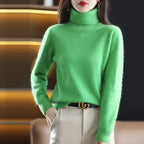 Women's Classic High Neck Sweater – Winter Turtleneck Knit Pullover