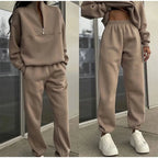 Women's High Waist Lounge Set – Relaxed Top & Wide Leg Pants