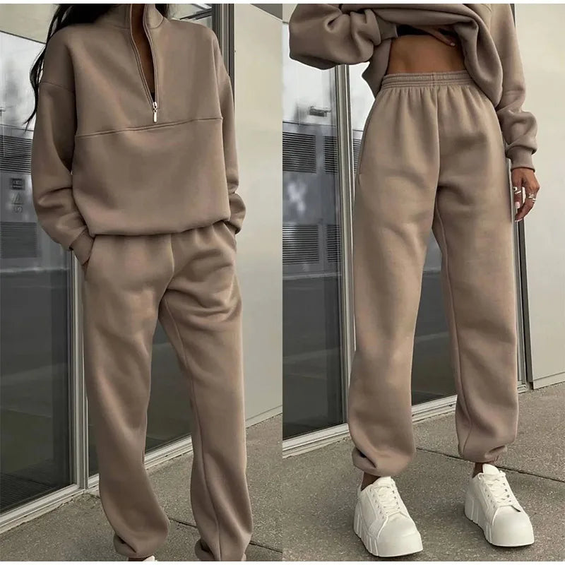 Women's High Waist Lounge Set – Relaxed Top & Wide Leg Pants