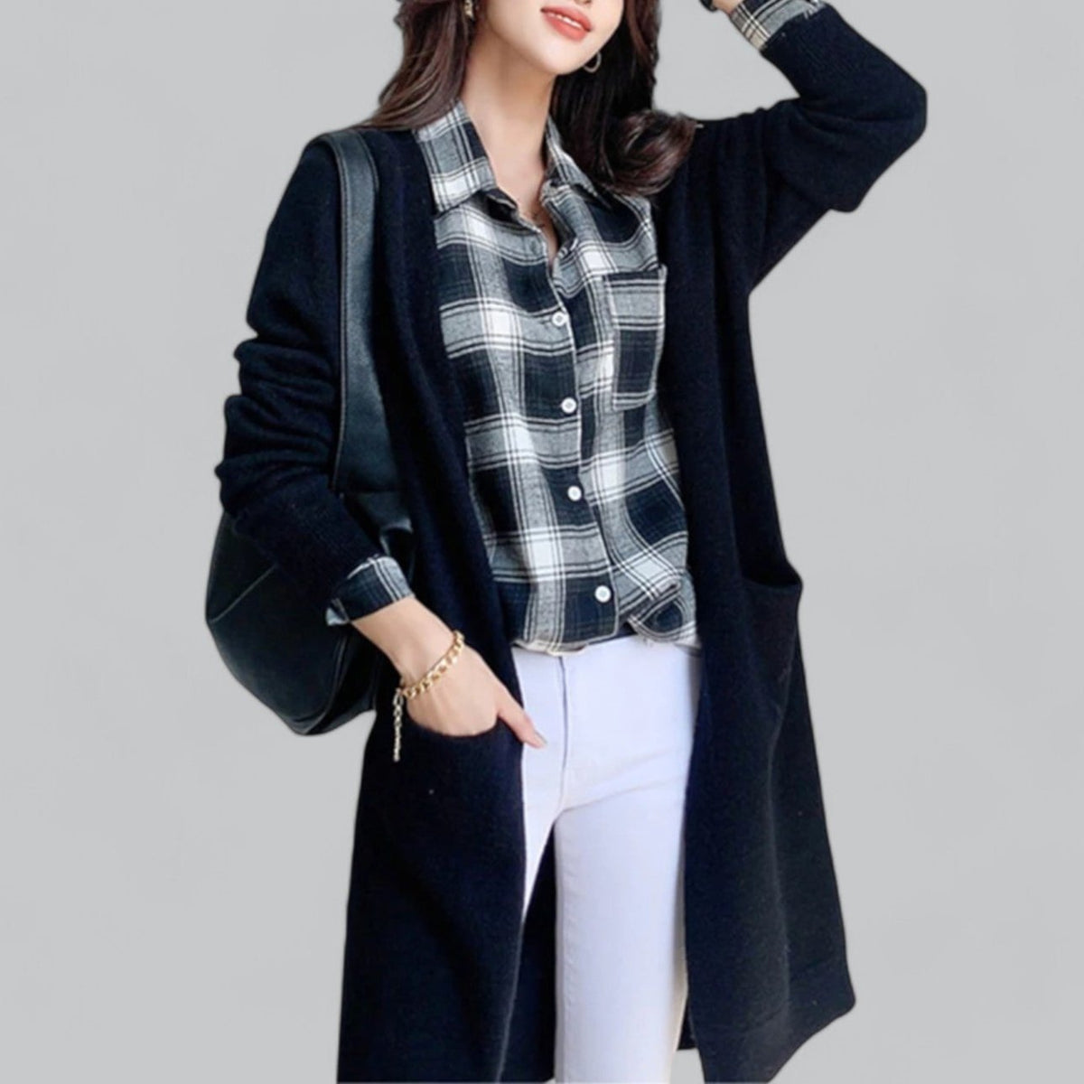 Women's Open Front Longline Cardigan – Relaxed Long Sleeve Cardigan
