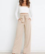 Women's Wide Leg Tailored Pants – High Waist Flowy Dress Trousers
