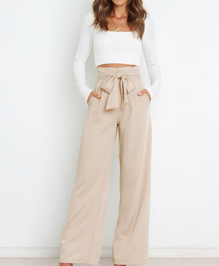 Women's Wide Leg Tailored Pants – High Waist Flowy Dress Trousers