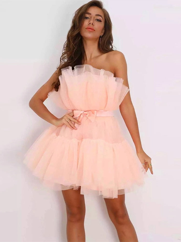 Women's Tulle Layered Party Dress – Festive Formal Evening Dress