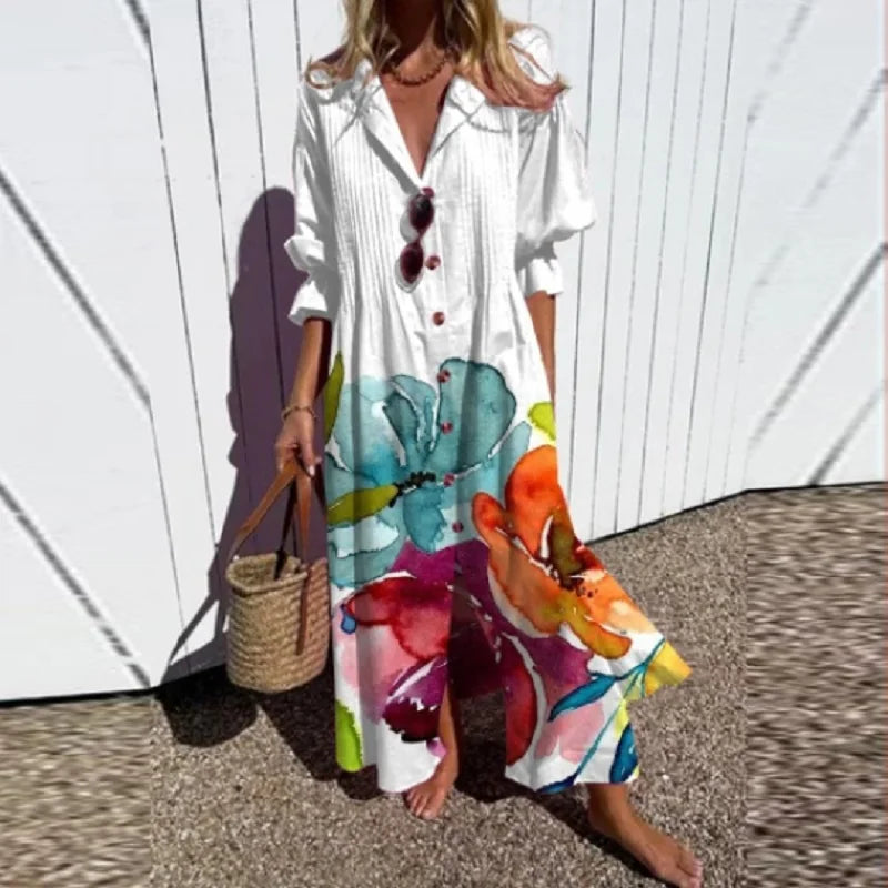 Women's Floral Pocket Maxi Dress – Flowy Summer Dress