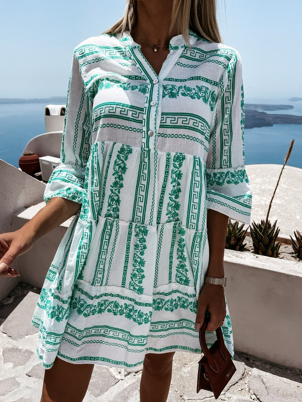 Women's Boho Printed Ruffle Dress – Colourful Flowy Summer Dress