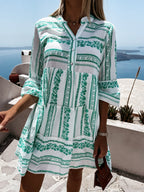 Women's Boho Printed Ruffle Dress – Colourful Flowy Summer Dress