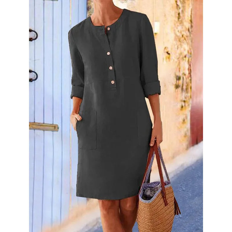 Women's Vintage Print Tunic Dress – Relaxed Day Dress