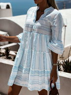 Women's Boho Printed Ruffle Dress – Colourful Flowy Summer Dress