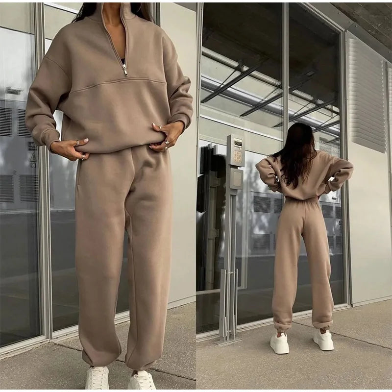 Women's High Waist Lounge Set – Relaxed Top & Wide Leg Pants