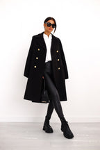 Women's Long Double-Breasted Overcoat – Classic Winter Coat