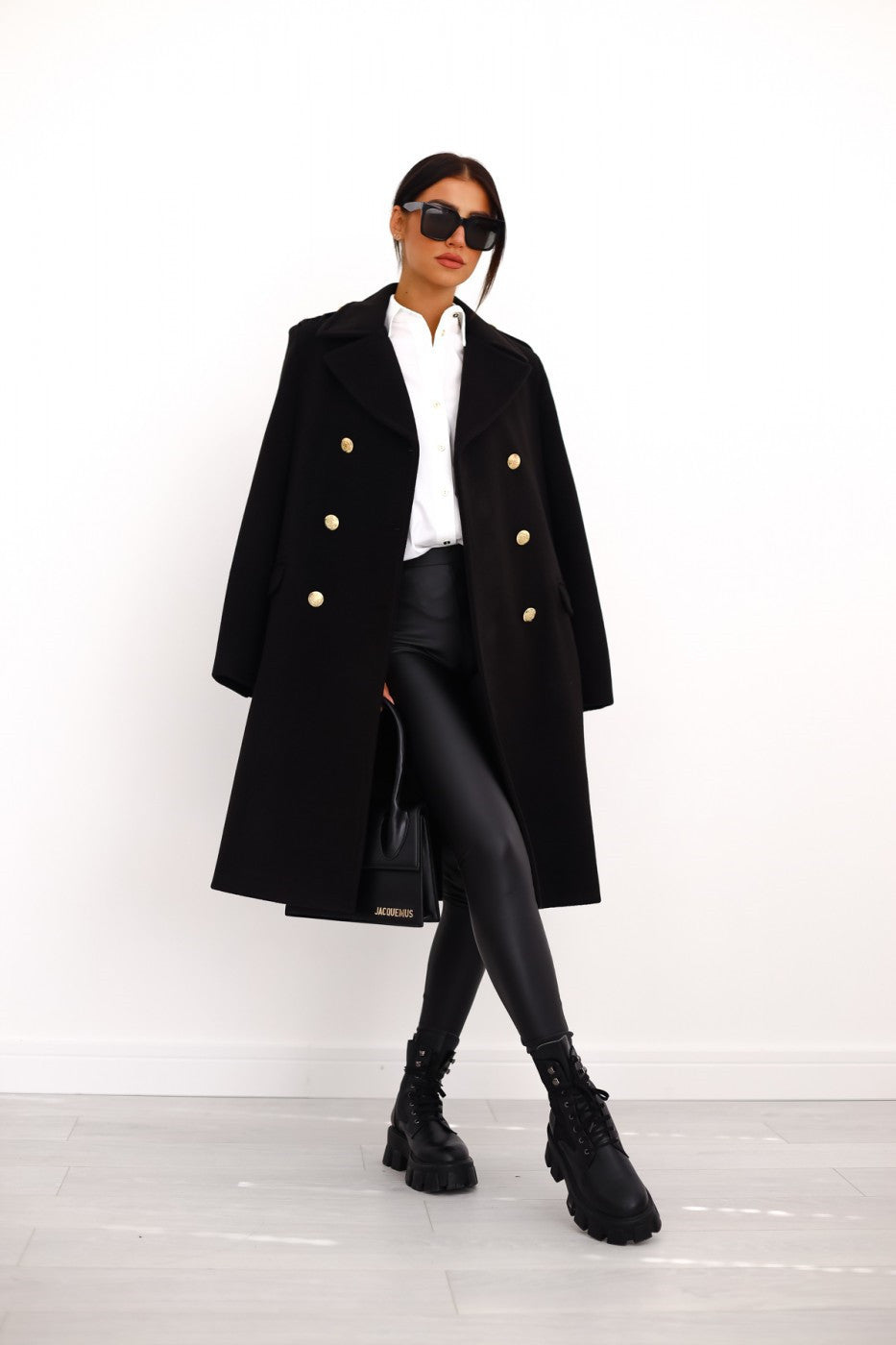 Women's Long Double-Breasted Overcoat – Classic Winter Coat