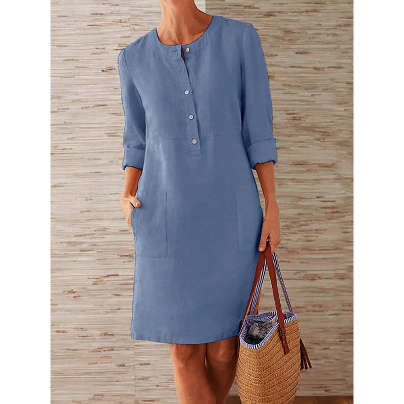 Women's Vintage Print Tunic Dress – Relaxed Day Dress
