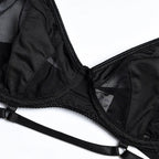 Women's Floral Three-Piece Lingerie Set – Lace Bra Brief & Garter Set