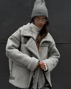 Women's Oversized Collared Jacket – Pocket Cold Weather Winter Jacket