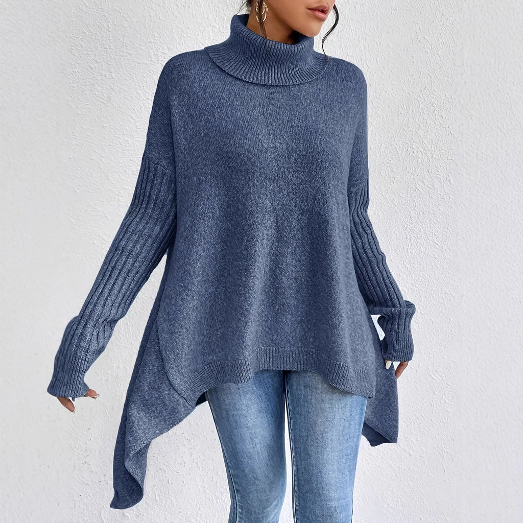Women's Oversized High Neck Sweater – Relaxed Long Sleeve Winter Sweater