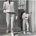 Women's High Waist Lounge Set – Relaxed Top & Wide Leg Pants