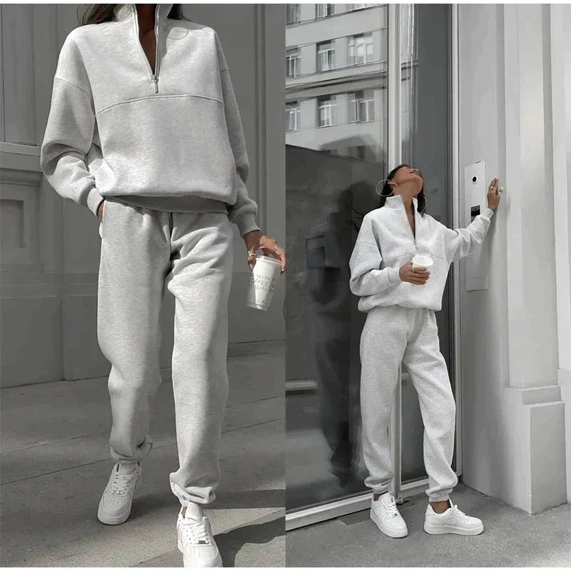 Women's High Waist Lounge Set – Relaxed Top & Wide Leg Pants