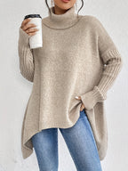 Women's Oversized High Neck Sweater – Relaxed Long Sleeve Winter Sweater