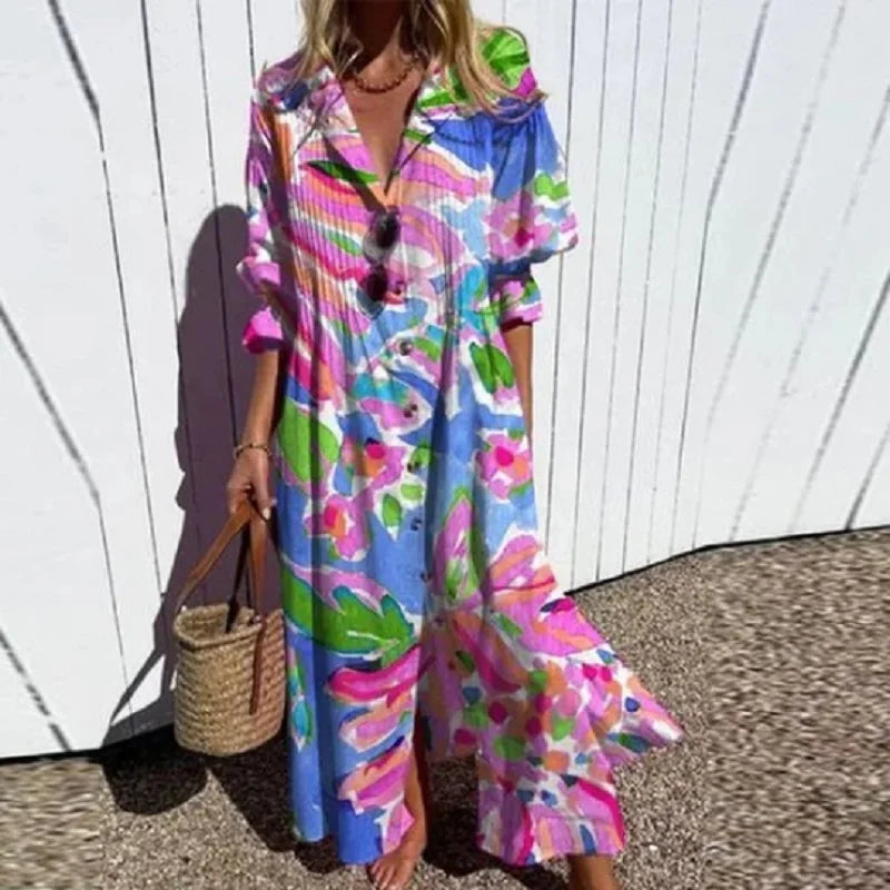 Women's Floral Pocket Maxi Dress – Flowy Summer Dress