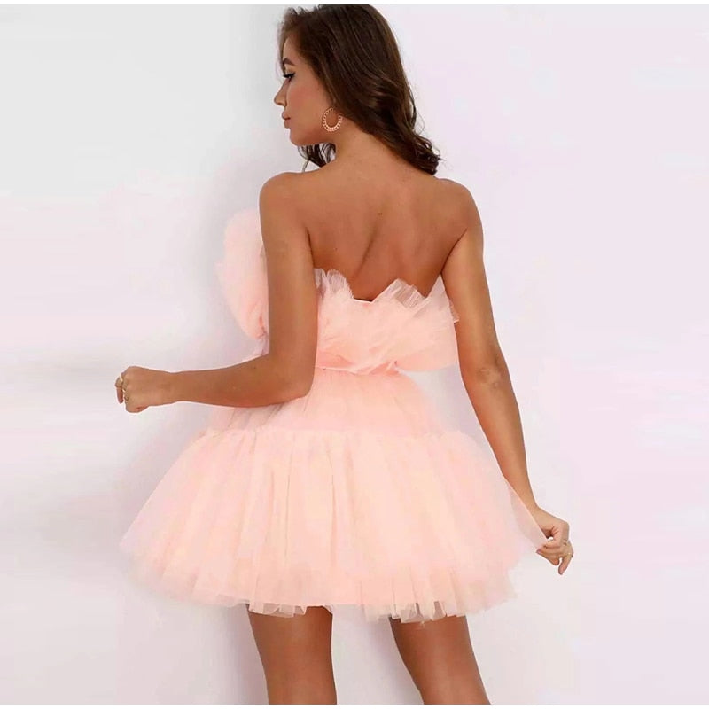 Women's Tulle Layered Party Dress – Festive Formal Evening Dress